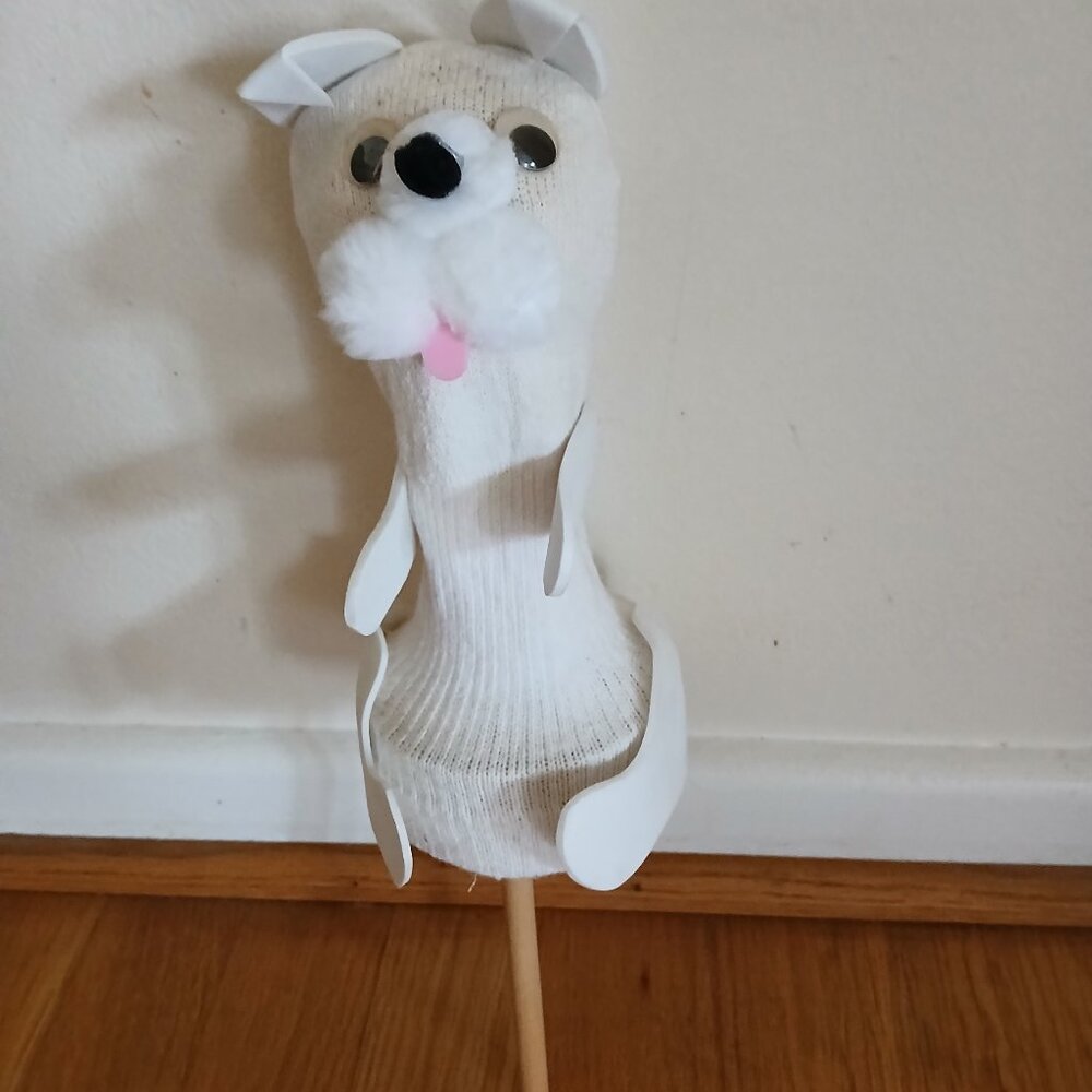 Hand Puppet White Dog 12 ( Homemade) used